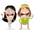 Funny hippie couple clipart