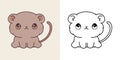 Clipart Gerbil Multicolored and Black and White. Cute Clip Art Baby Animal. Cute Vector Illustration of a Kawaii Pet for