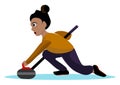 Clipart of a girl curling player vector or color illustration