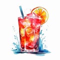 clipart of A glass of summer cocktail generative AI