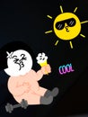 Clipart graphic showing hot summer