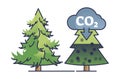 Clipart illustration depicting the process of carbon sequestration Royalty Free Stock Photo