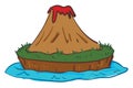 Clipart of island volcano eruption, vector or color illustration