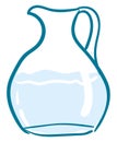 Clipart of a glass jug with an exclamation mark is filled with water vector or color illustration