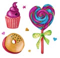 Clipart - lice cream cupcake heart star.