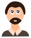 Clipart of a man with brown hair and a well-groomed stylish beard vector or color illustration