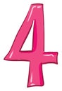 Clipart of the numerical number four or 4 in pink color vector or color illustration
