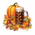 clipart of oktoberfest concept on white background generative AI