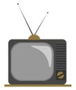 Clipart of an old fashioned TV with two attachable antennas set on isolated white background, vector or color illustration Royalty Free Stock Photo
