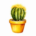 clipart of one tiny cactus on white background generative AI Royalty Free Stock Photo