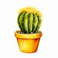 clipart of one tiny cactus on white background generative AI