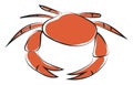 Clipart of a round orange-colored crab vector or color illustration