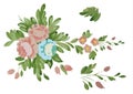 clipart pink flowers blue flowers leaves