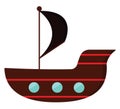 Clipart of a pirate`s ship and a black flag hoisted vector or color illustration Royalty Free Stock Photo