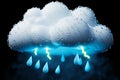 Clipart Rainy weather icon in 3D Thunderstorms concept illustration on White Background