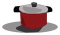 Clipart of a red cookware with tempered glass lid vector or color illustration