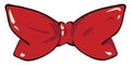 Clipart of a red string bow tie with two black spheres as eyes vector or color illustration