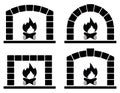 vector clipart set of ovens with burning fire