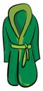 Clipart of a showcase green-colored bathrobe over white background vector or color illustration