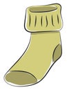 Clipart of a showcase green-colored warm sock over white background vector or color illustration