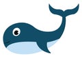 Clipart of a smiling blue-colored whale while swimming vector or color illustration