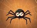 Clipart of Smiling Spider on Web Royalty Free Stock Photo