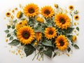 A clipart with sunflower bouquets