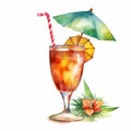 A clipart of a tropical cocktail with little umbrella generative AI