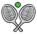 Clipart of two tennis rackets with a green-colored ball/Table tennis ping pong set - bats and balls set vector or color Royalty Free Stock Photo