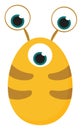 Clipart of yellow-colored monster with three bulging eyes vector or color illustration