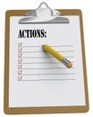 Clipboard with Actions List and stubby pencil