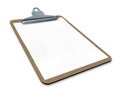 Clipboard angled with blank paper