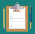 Clipboard with blank checklist form,