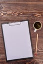 Clipboard with blank page and pencil. Royalty Free Stock Photo