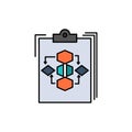 Clipboard, Business, Diagram, Flow, Process, Work, Workflow  Flat Color Icon. Vector icon banner Template Royalty Free Stock Photo