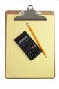 Clipboard, Calculator, Pencil, and Paper