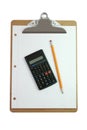 Clipboard, Calculator, Pencil, and Paper Royalty Free Stock Photo