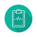 Clipboard cardiogram flat linear long shadow icon