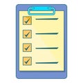 Clipboard check list icon, cartoon style