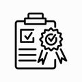 Checklist clipboard with ribbon vector icon. Black Stamp quality. Royalty Free Stock Photo