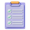 Clipboard checklist for audit, compliance, and quality control inspection, 3d illustration Royalty Free Stock Photo