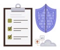 Cybersecurity Checklist with Shield, Cloud, and Data Protection Symbols Royalty Free Stock Photo