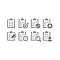 Clipboard checklist black vector icon set