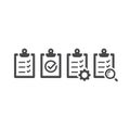 Clipboard checklist black vector icon set.