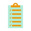 Clipboard with checklist, check marks and empty rows, to do list, flat illustration for web or app