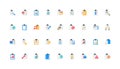 Clipboard, checklist form with ticks on paper sheet, survey data and task color icon set