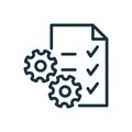 Clipboard or Checklist and Gear Line Icon. Technical Check List Linear Pictogram. Project Management, Software