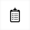 Clipboard checklist icon. Black isolated checklist with checkmarks. Royalty Free Stock Photo