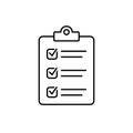 Clipboard with checklist icon, symbol for web site and app design.