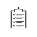 Clipboard with checklist icon, symbol for web site and app design. Vector illstration. Royalty Free Stock Photo